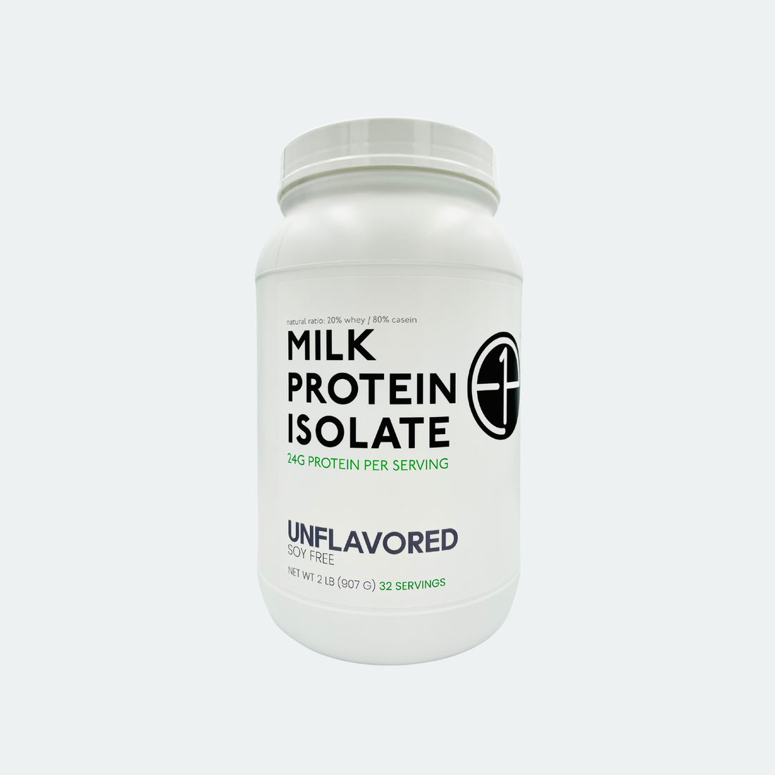 E1P milk protein isolate unflavored powder, front label